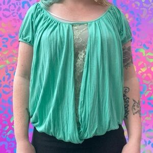 BONGO Teal Draped Women's Blouse